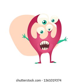 Monster isolated on white. Cartoon Monsters collection. Design for print, party decoration, t-shirt, illustration, logo, emblem or sticker. Vector illustration.
