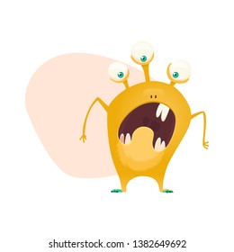 Monster isolated on white. Cartoon Monsters collection. Design for print, party decoration, t-shirt, illustration, logo, emblem or sticker. Vector illustration.