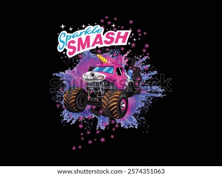 Monster Jam Sparkle Smash Stars Youth T-Shirt.eps 10