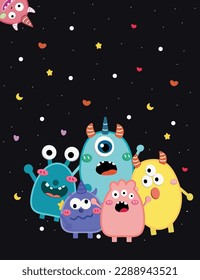 monster kids fun character vector design