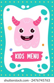 Monster Kids Menu Page Vector Illustration