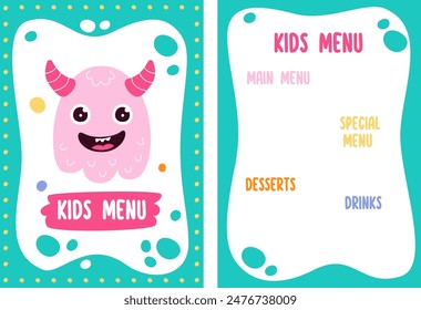 Monster Kids Menu Pattern Vector Illustration