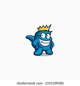 monster king blue smile funny playful animation