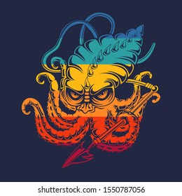 monster kraken colorful vector illustration for your company or brand