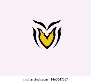 monster laugh logo with white background, devil smile , yellow mouth