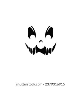 Monster laughing face with big teeth. Zombie mouth for halloween as devilish decoration and emotional expression of vector evil