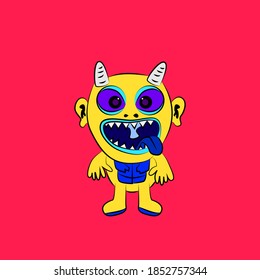 monster laughing out loud, streetwear or t-shirt design