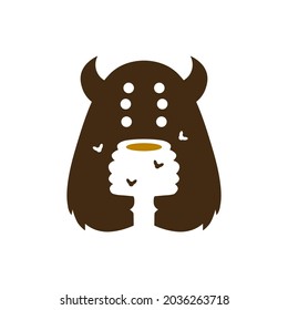 monster leaf honey hive bee negative space logo vector icon illustration
