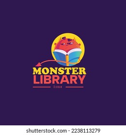 Monster library vector logo design template. 