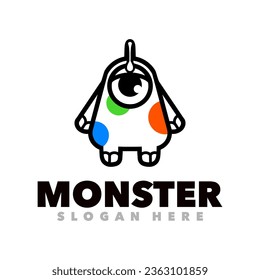 Monster line art design logo
