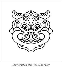 Monster line art face alien