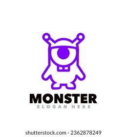 Monster line art purple design logo