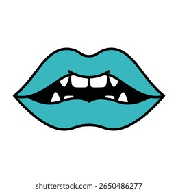 monster lips dangerous creature beast flat color vector illustration template design