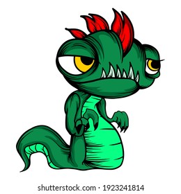 Monster lizard cartoon Vector. Funny and scary Animals cartoon character illustration clipart