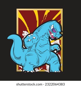 monster llustration with japanese style for kaijune event, notebook, logo