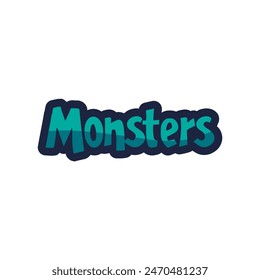 monster logo blue color text sticker t shirt vector illustration template design