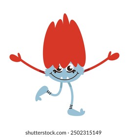 Monster with long hair. Funny Halloween character.