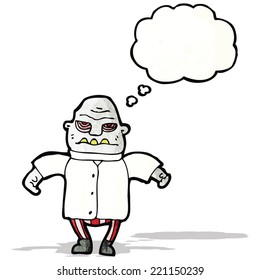 homem monstro com bolha de pensamento