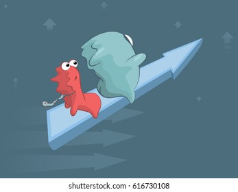 Monster management. Change of a business direction. Concept vector illustration