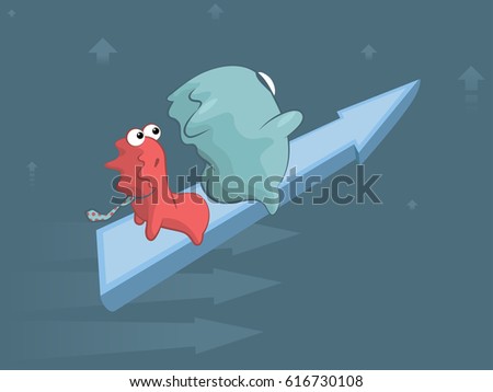 Monster management. Change of a business direction. Concept vector illustration