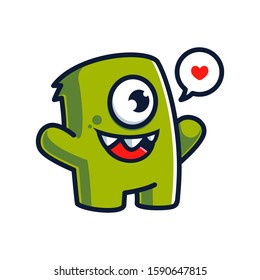 Monster mascot happy character concept illustration