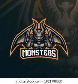 monster mascot logo design vector with modern illustration concept style for badge, emblem and t shirt printing. devil monster illustration for sport and esport team.