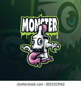 monster mascot logo design vector with modern illustration concept style for badge, emblem and t shirt printing. smart monster illustration.