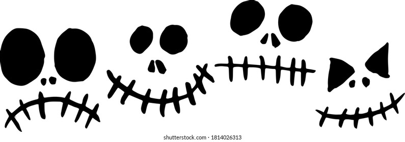 Monster masks with black empty eyes.