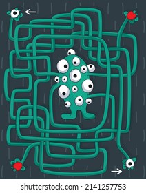 Monster maze. Maze game. Monster eyes