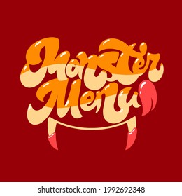 Monster menu - a logo for cafes, bars, restaurants for the period of Halloween in the style of cartoon. Vector illustration.