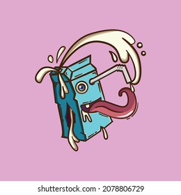 monster milkbox cartoon doodle illustration