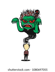 monster in mind, tshirt print design, vector illustration