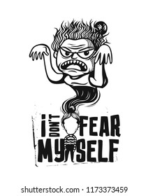 monster in mind, tshirt print design, vector illustration