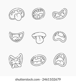 Monster mouth doodle line vector illustration