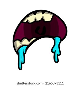 Monster Mouth Drooling Patch V25 Patch Streetwear, Urban Design Patch Purple und Blue Color Patch Commercial Use