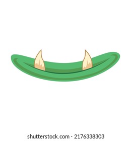 Monster mouth with fangs in cartoon style. Cute creature mouth with tongue and teeth and dripping saliva. Halloween caricature monster