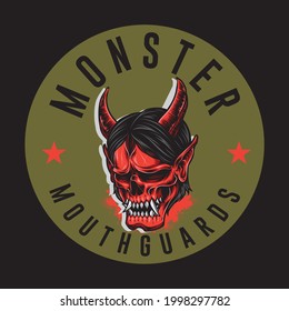 Monster mouth guards slogan t shirt design