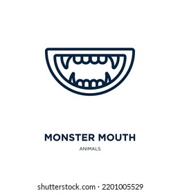 monster mouth icon from animals collection. Thin linear monster mouth, teeth, monster outline icon isolated on white background. Line vector monster mouth sign, symbol for web and mobile