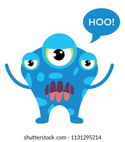 
monster with multiple eyes and big screaming mouth, argus panoptes flat icon 
