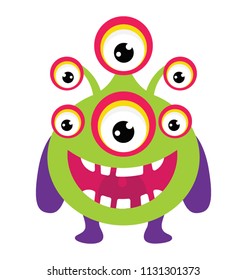 
monster with multiple eyes and big screaming mouth, argus panoptes flat icon 
