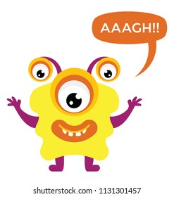
monster with multiple eyes and big screaming mouth, argus panoptes flat icon 
