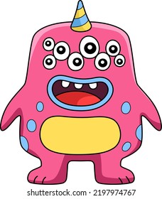 Monster With Multiple Eyes Cartoon Clipart 