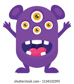 Monster Multiple Eyes Like Spider Depicting Stock Vector (Royalty Free ...