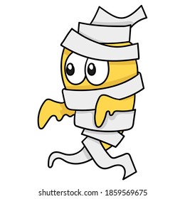 monster mummy wearing bandage. doodle icon image. cartoon caharacter cute doodle draw