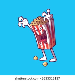Monster Munch, Popcorn Package Character vector illustration. Food, movies design concept.