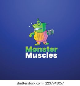 Monster muscles vector logo design.