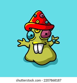 Monster Mushroom Cartoon Illustration, Funny, Fictional Character