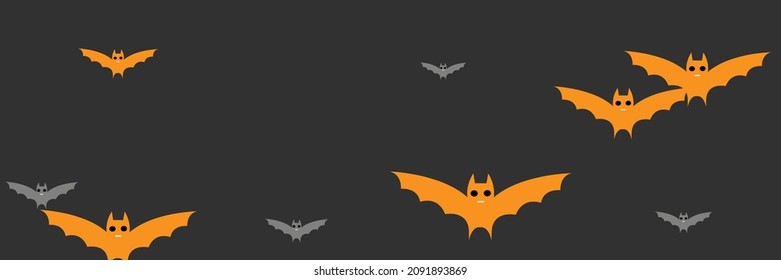 Monster Mysterious Sky Spooky Fear Backdrop. Dracula Chaos Creepy Cartoon Grey Bats. Party Horror White Orange Funny Halloween Modern Design. Black Vampire Gothic Faces Scary Bats Design Pic.