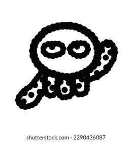 Caricatura de pulpo de monstruo vector, fondo blanco, dibujo de línea dibujado a mano negra, vector, fondo abstracto