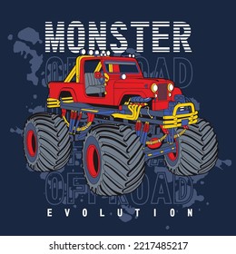 monster off road jeep evolution extreme vector illustration